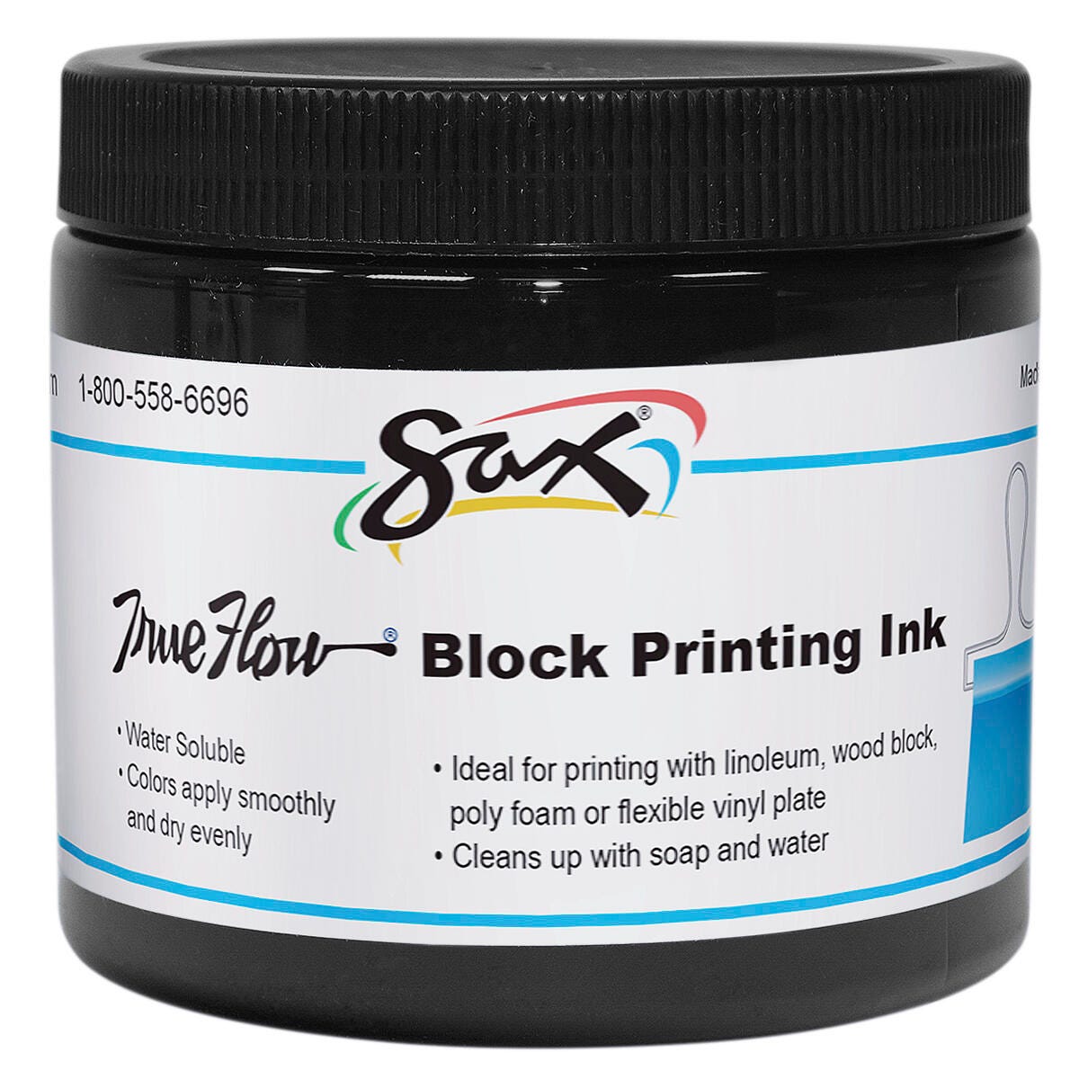 Sax Water Soluble Block Printing Ink, 1 Pint Jar, Black 1299777